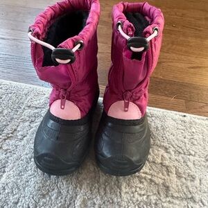 Cozy Pink and Black Kids Snow Boots